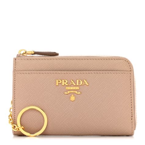 prada zip around keychain|PRADA Saffiano Triangle Zip Around Keychain Cammeo.